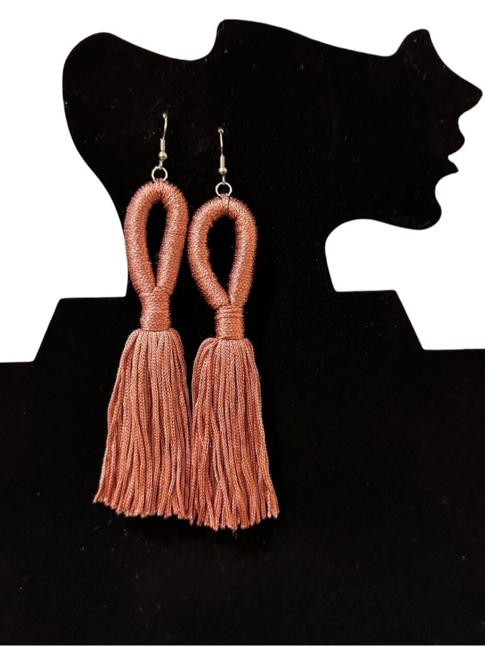 Tassel Earrings Pink Mauve Chunky Statement Jewelry Women 4.5 Inch Length NWOT